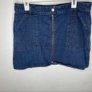 Madewell Blue jean denim zippered front skirt size 32
